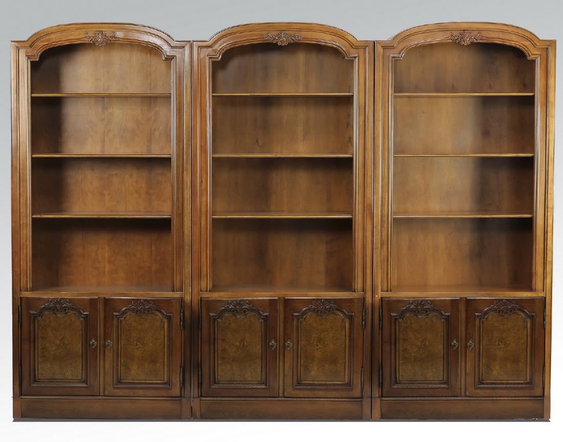 French Provincial style mahogany bookcase, 111"w