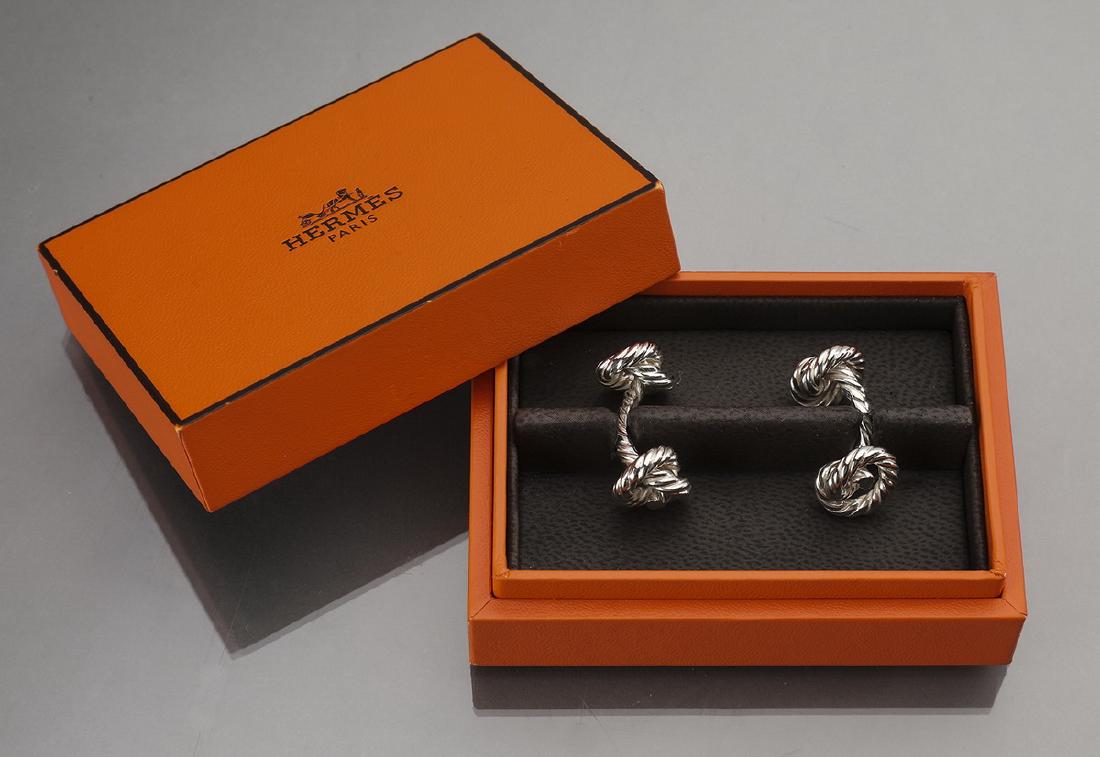 Hermes sterling silver Noeuds cufflinks (1 of 2)