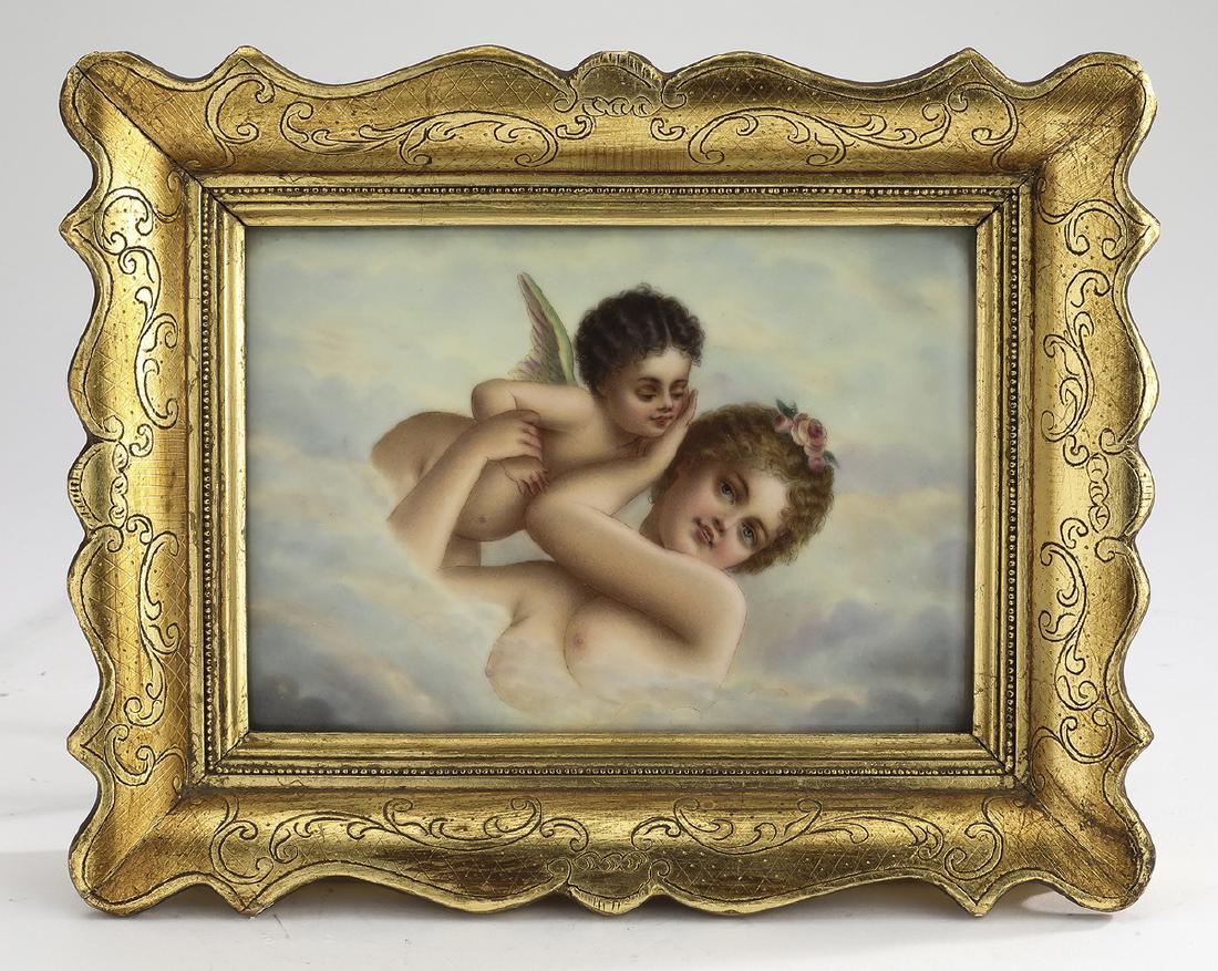 Early 20th c hand painted porcelain plaque (1 of 4)