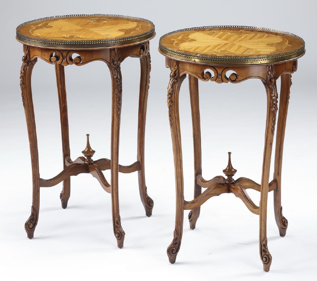 (2) Italian marquetry inlaid side tables, 28"h (1 of 2)