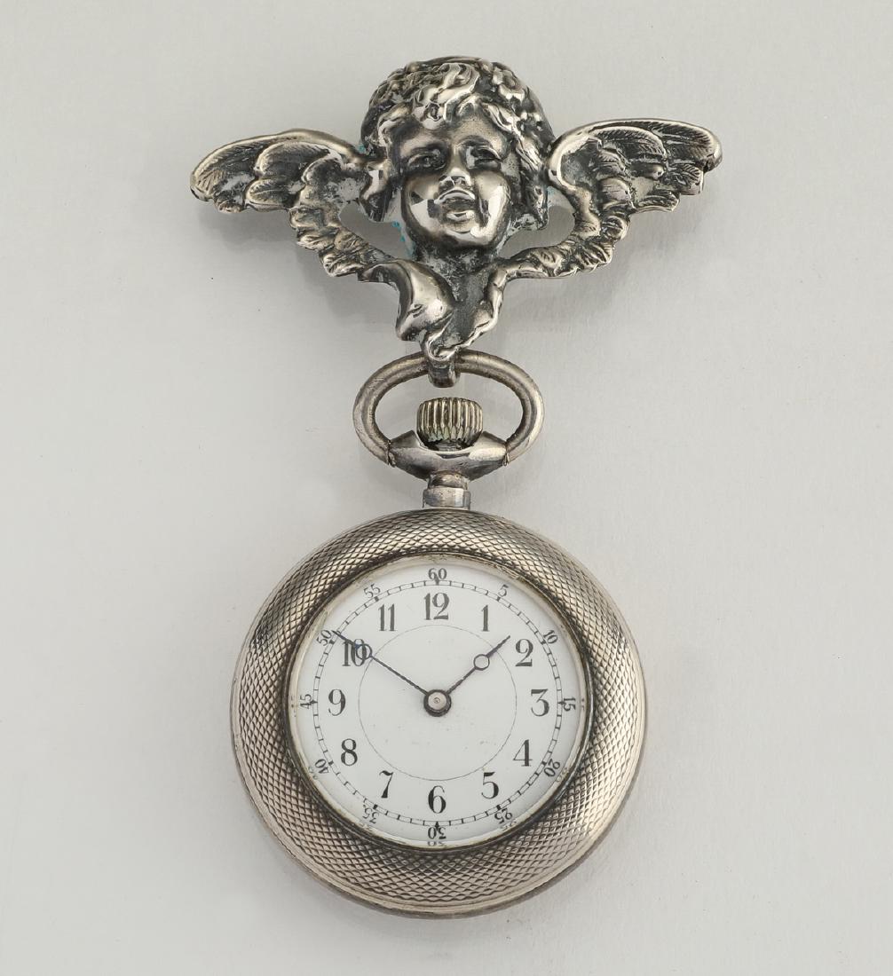 Sterling silver lapel watch with brooch, 2.5"l (1 of 4)