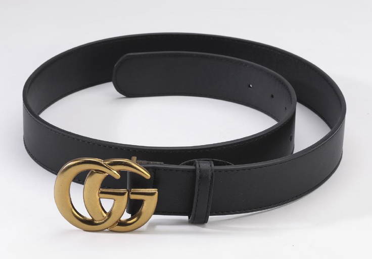 Gucci Black Leather Marmont Belt with GG Buckle Size 80/32 ref