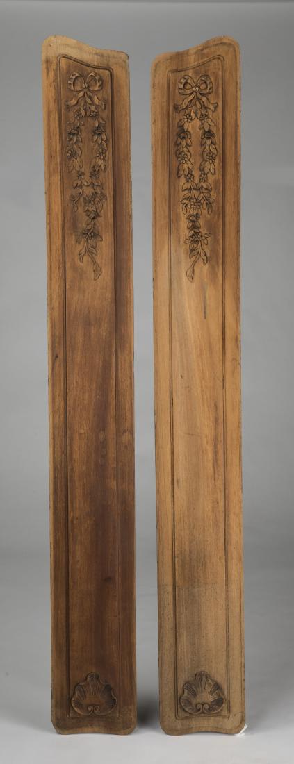 (2) 19th c. French walnut architectural panels, 63"h (1 of 2)