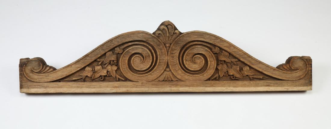 19th c. carved architectural pediment, 42"l (1 of 2)