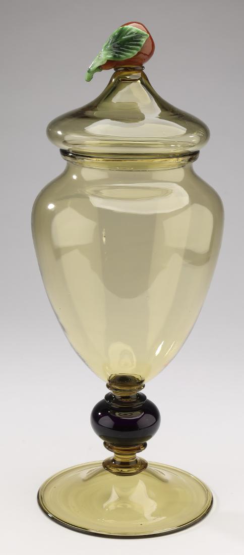Carder era Steuben covered urn w/ fruit, 16"h (1 of 3)