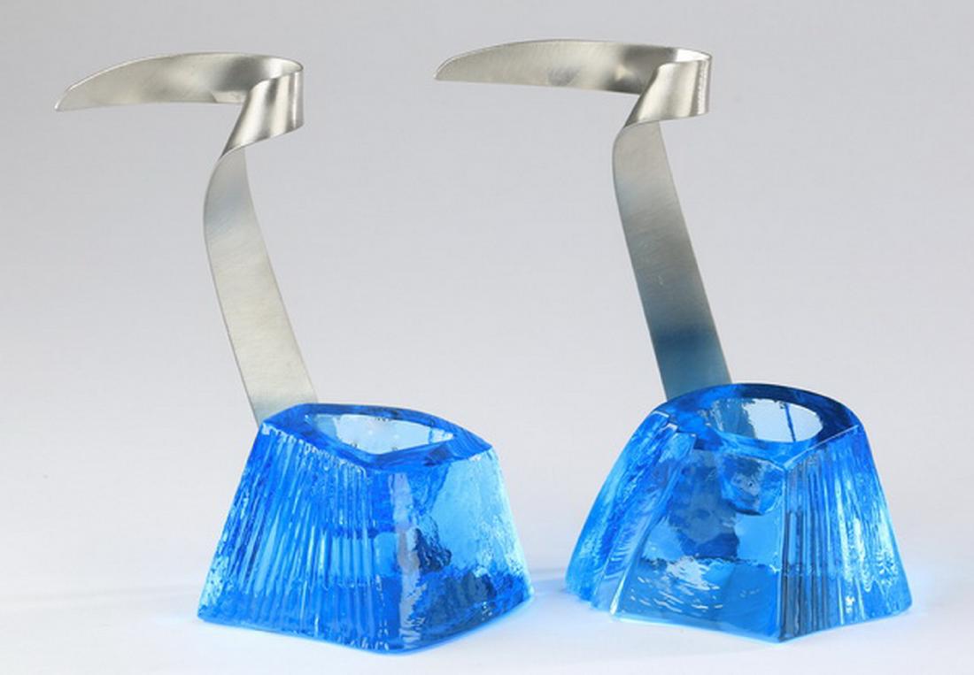 (2) Italian Murano glass bud vases, 6"h (1 of 1)