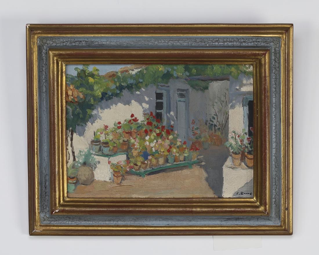 Raymon Enard (French) signed O/b of floral garden (1 of 3)