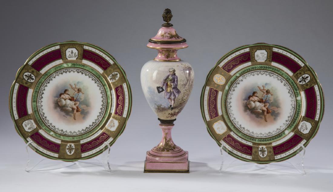 (3) Pcs Contintental porcelain, incld Dresden, 10"h (1 of 4)