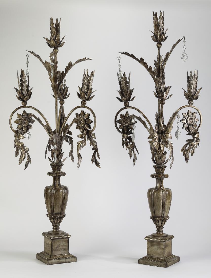 (2) French style 4-light tole & wood candelabra, 47"h (1 of 2)
