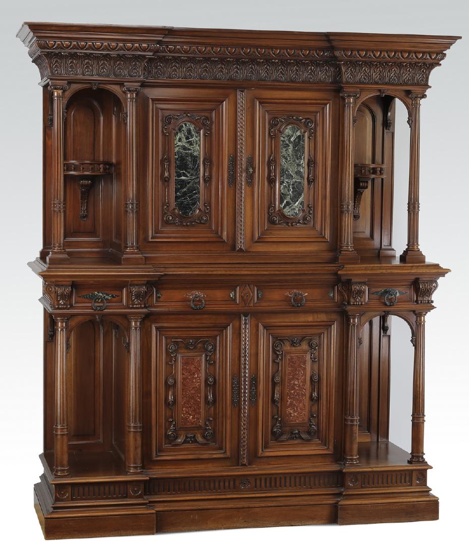 19th c. French walnut cabinet w/ marble accent panels (1 of 7)