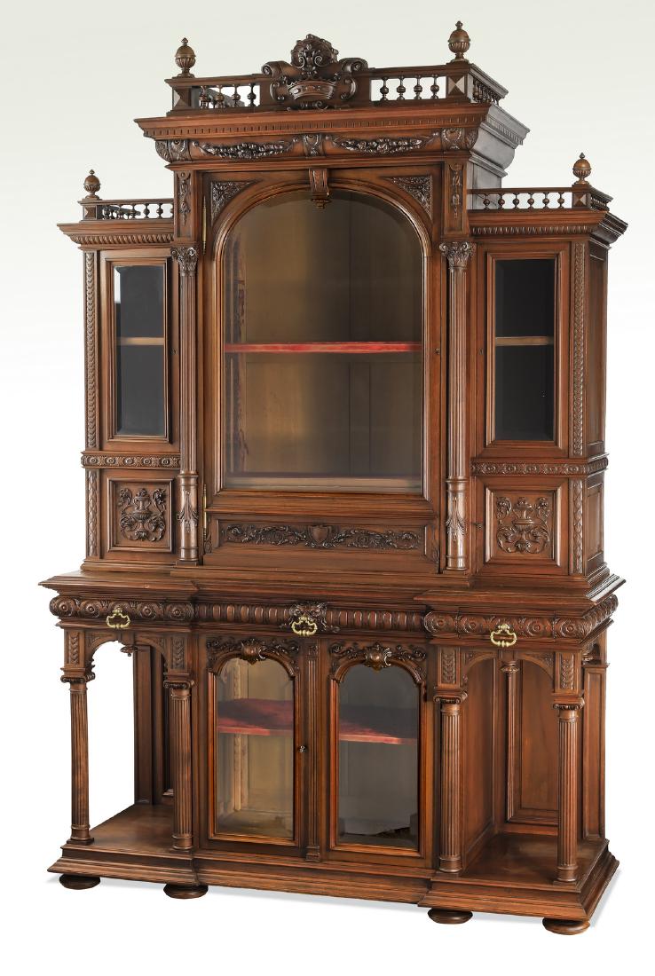 Oversized 19th c. French walnut display cabinet (1 of 6)