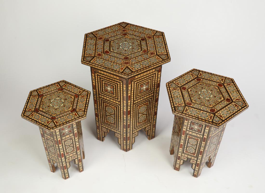 (3) Moorish inspired  inlaid occasional tables (1 of 2)