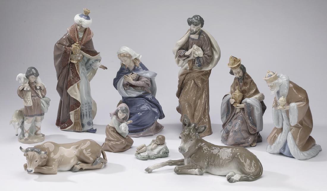 (10 pcs) Retired Lladro nativity set, tallest 14"h (1 of 5)