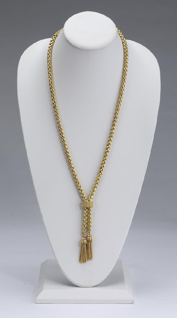 Italian 18k gold lariat necklace by Marchisio, 27"l