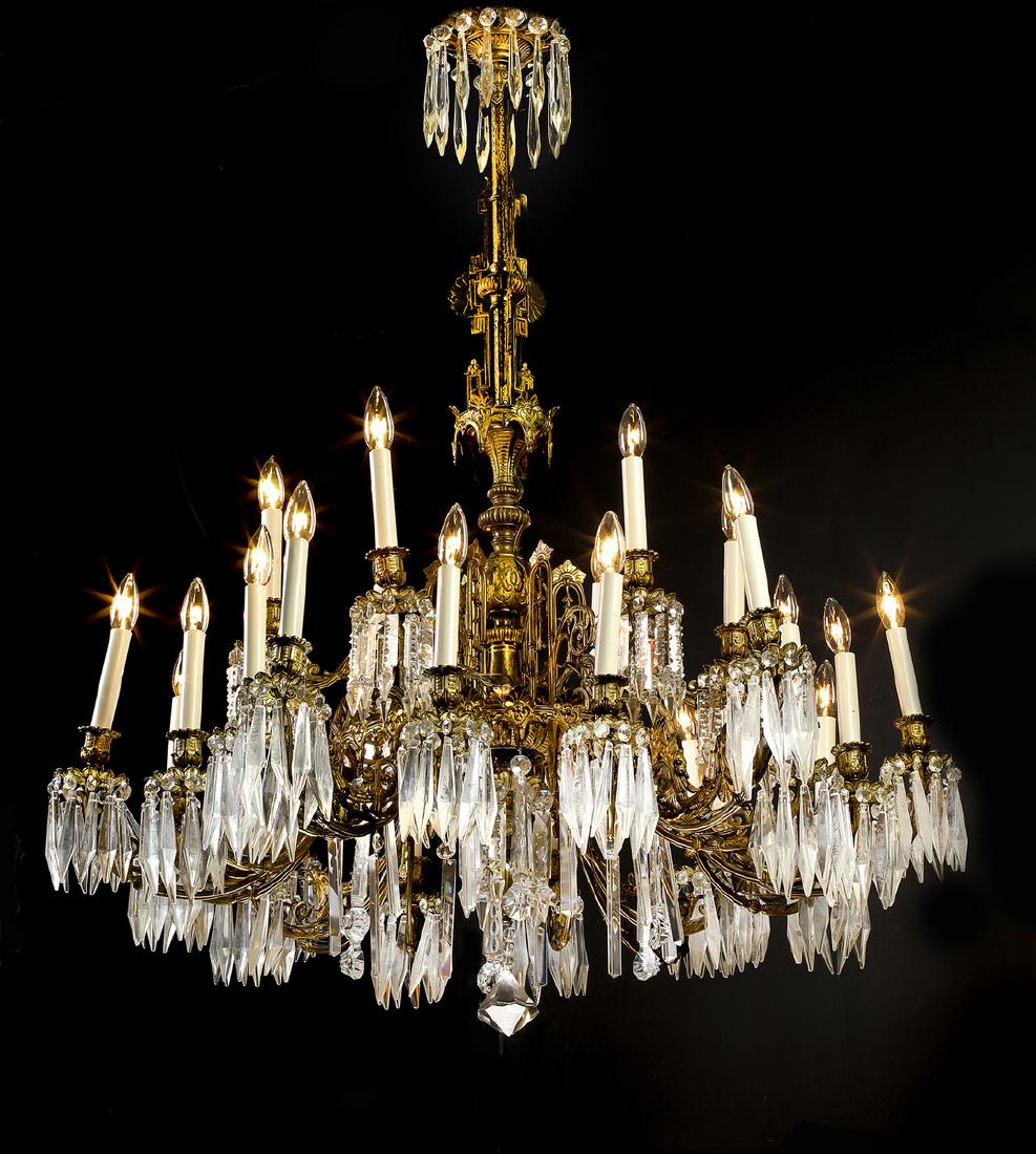 19th c. French bronze & crystal chandelier (1 of 4)