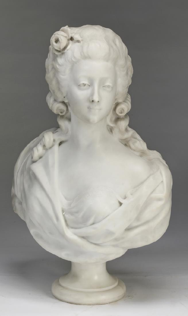 19th c  French marble bust of Marie-Antoinette, 28"h (1 of 4)