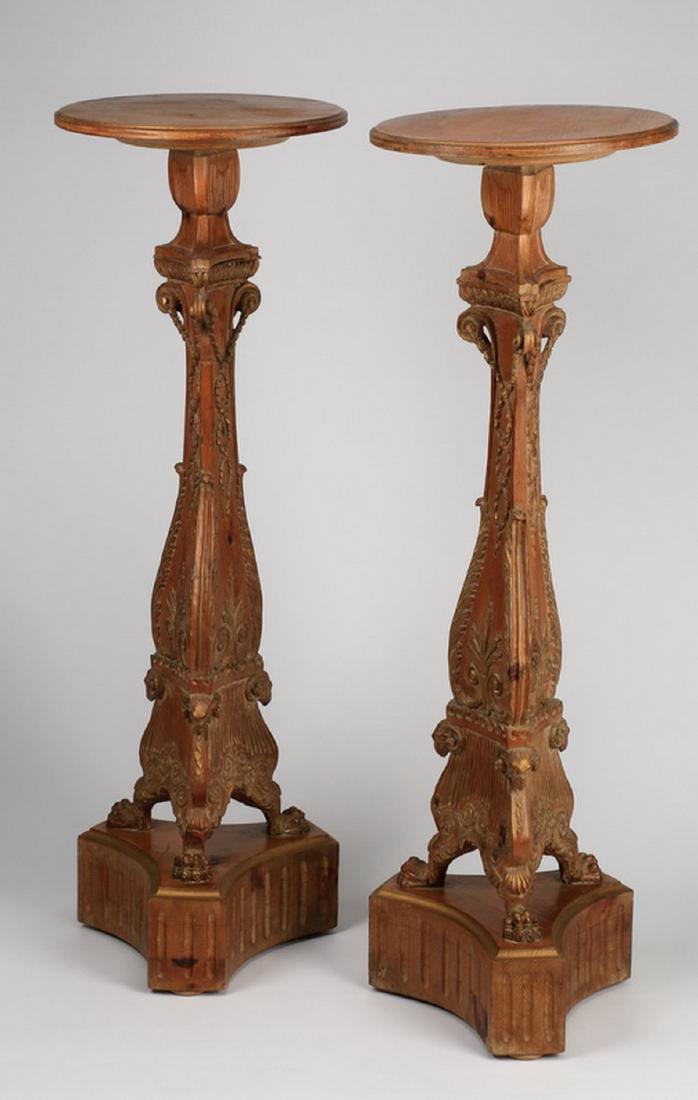 (2) 19th c. carved, gilt pedestals, 43"h (1 of 2)