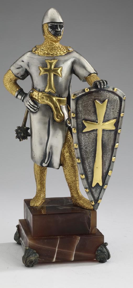 Vasari gilt & silvered  bronze crusader knight, 10"h (1 of 4)