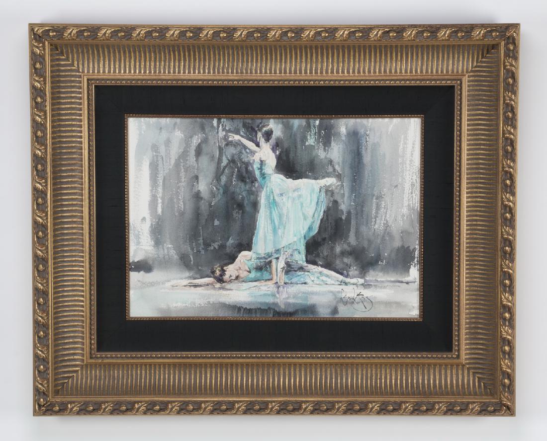 Gordon King W/c on paper of two ballerinas, signed. (1 of 3)