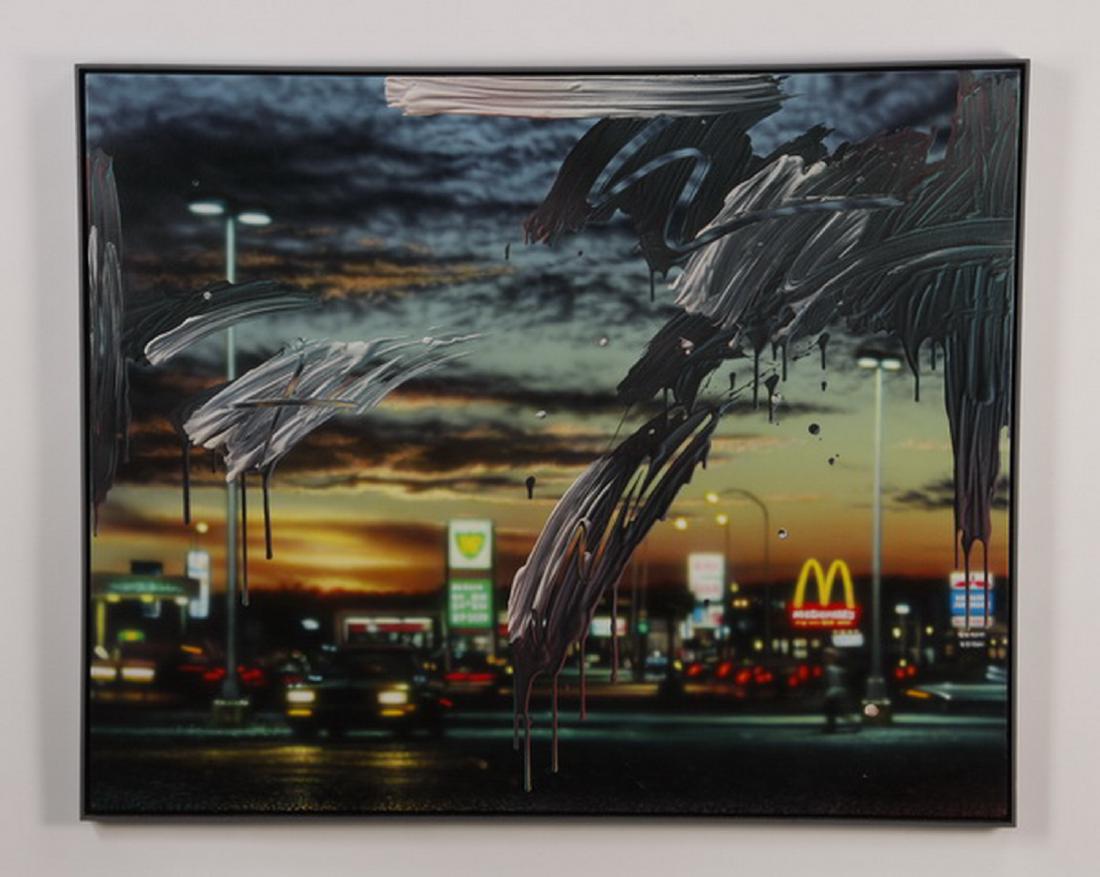 Bruce Evans signed acrylic on canvas, 'Rush Hour' (1 of 2)