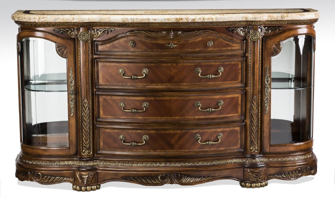 Michael Amini marble top mahogany sideboard, 76"w (1 of 4)