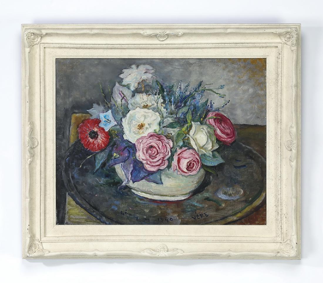 French O/c of floral still life, signed & dated 1940 (1 of 4)