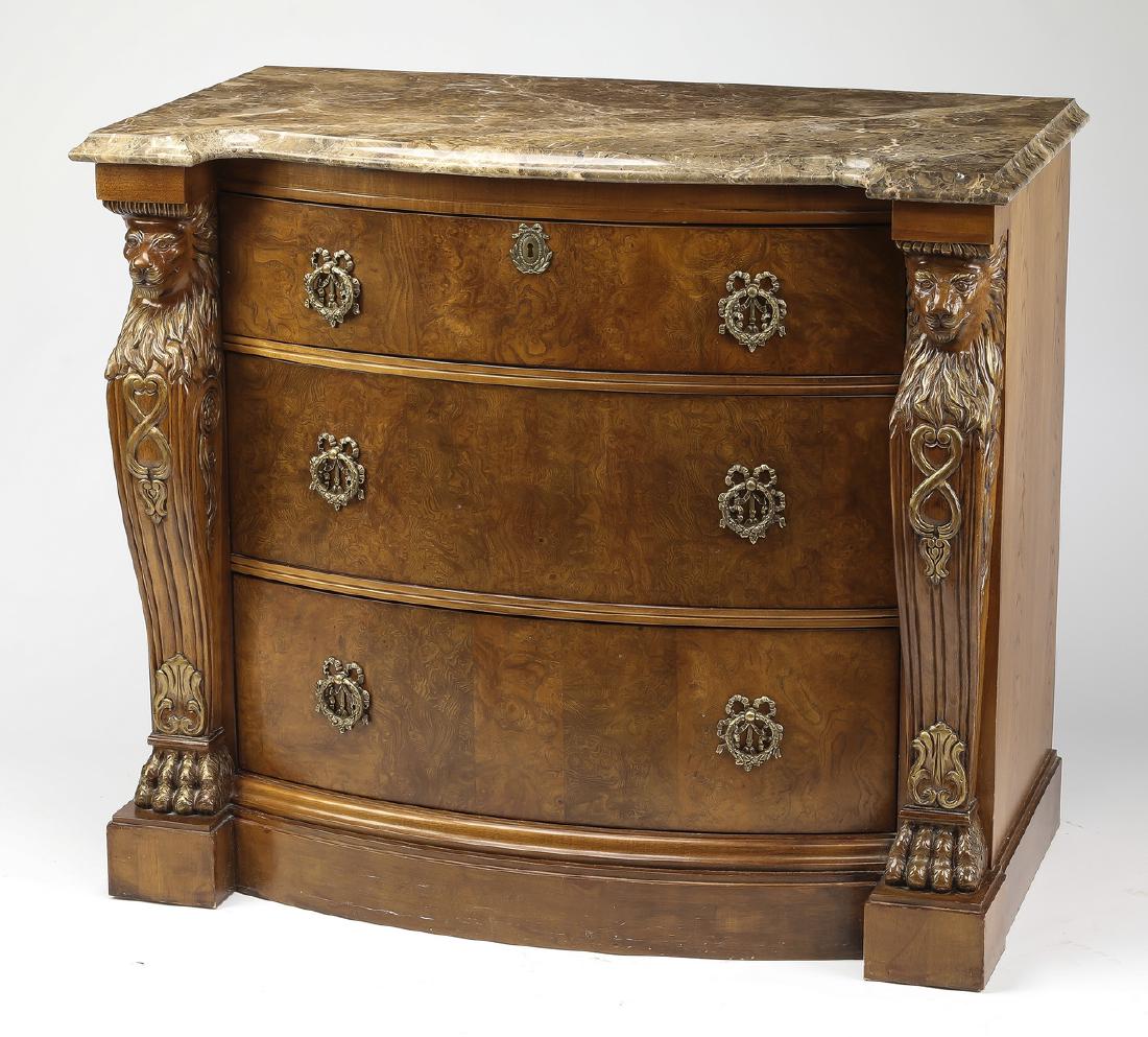 Bernhardt marble top three drawer side chest