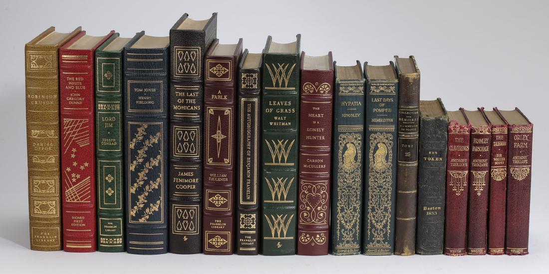 Seventeen leather bound volumes of the classics: Seventeen leather bound volumes, 1833-1987, comprising The Heart is a Lonely Hunter, The Southern Classics Library, 1983; The History of Tom Jones: A Foundling, 1984, Oxford University Press, The Last