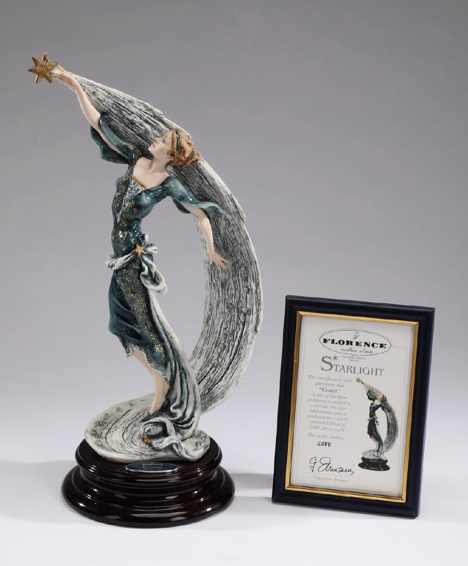 Giuseppe Armani limited edition sculpture, 'Comet': Giuseppe Armani limited edition sculpture 'Comet,' from the Starlight Millennium edition, executed in composition material with hand painted detail, depicting a young woman wrapped in the trail of a c