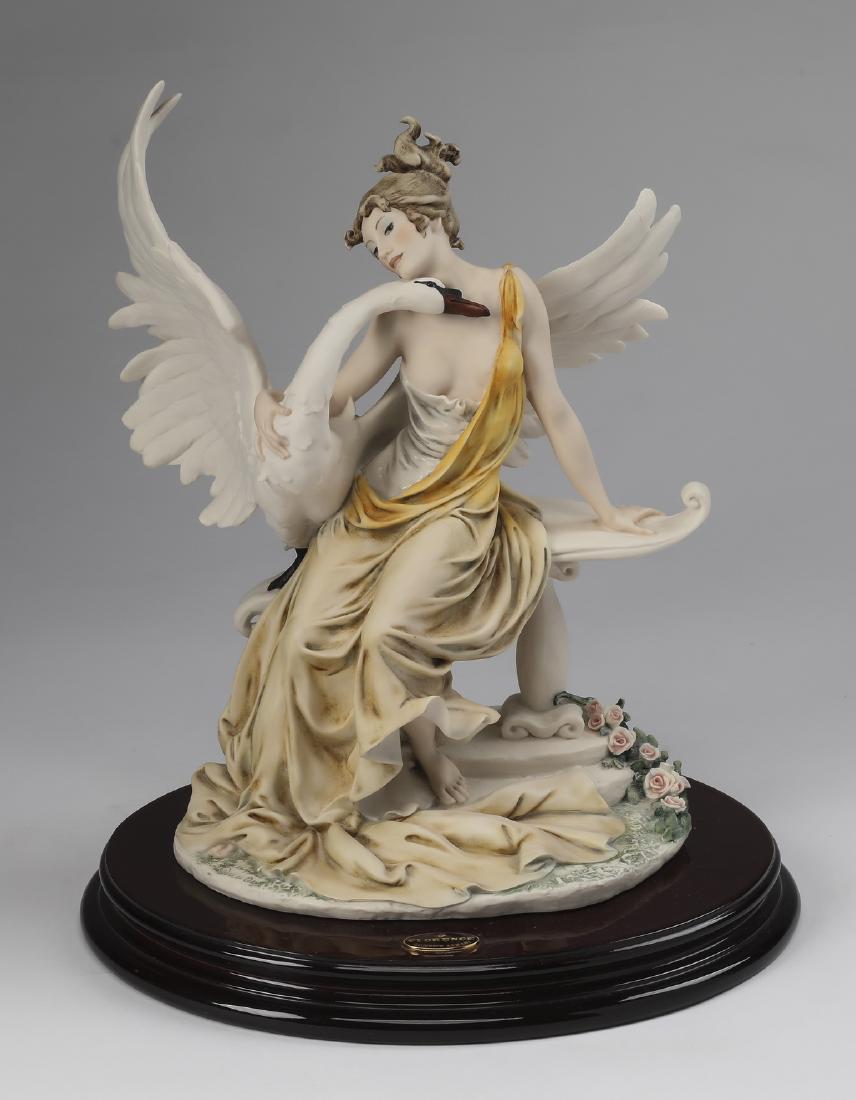 Giuseppe Armani limited edition sculpture, 'Leda': Giuseppe Armani limited edition art sculpture, 'Leda,' executed in composition material with hand painted detail, depicting a mythological woman being seduced by Zeus in the form of a swan, having the