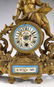French gilt and Sevres style porcelain mantel clock - 3