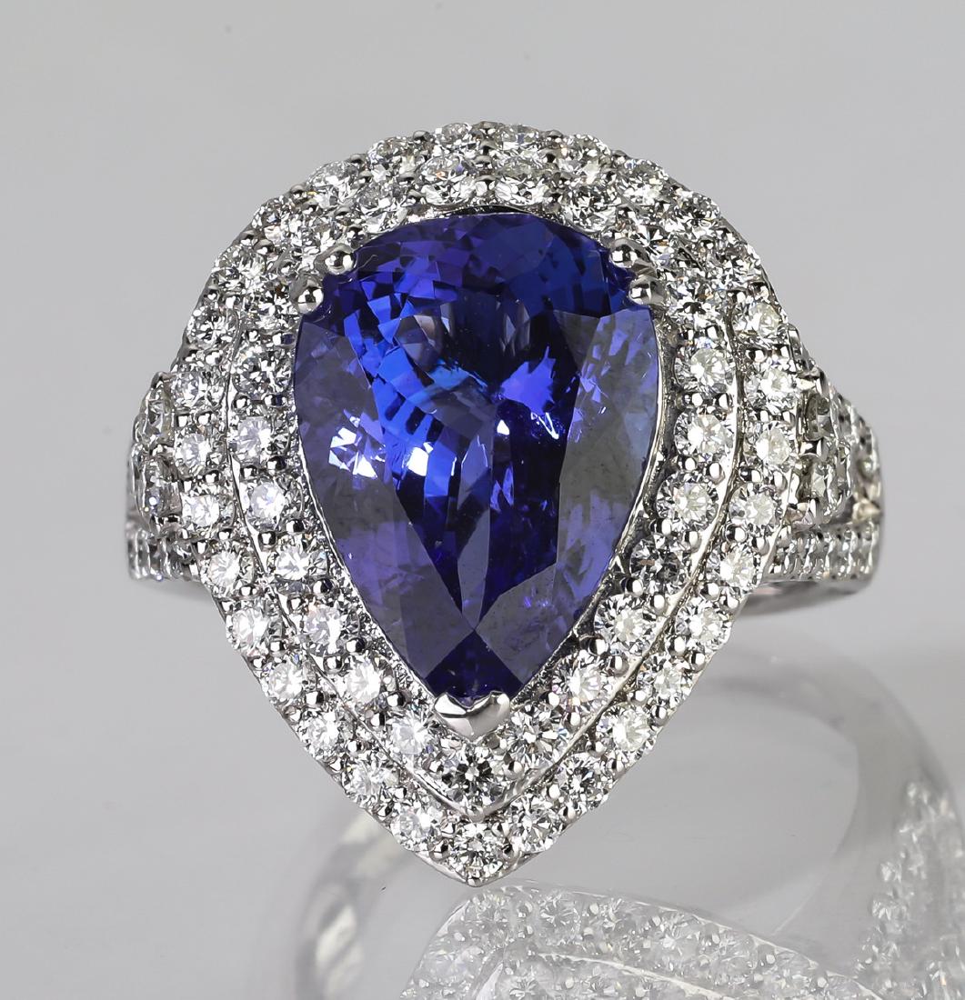Tanzanite, diamond, and platinum ring (1 of 5)