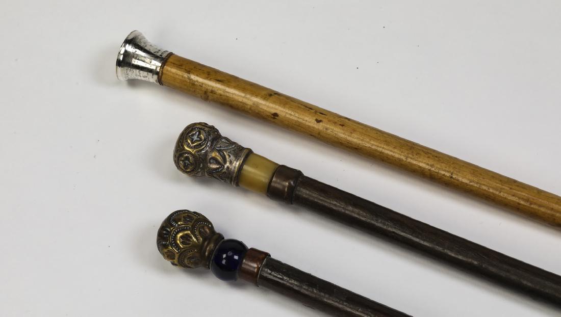 (3) Swagger sticks including (1) sterling silver knob (1 of 3)