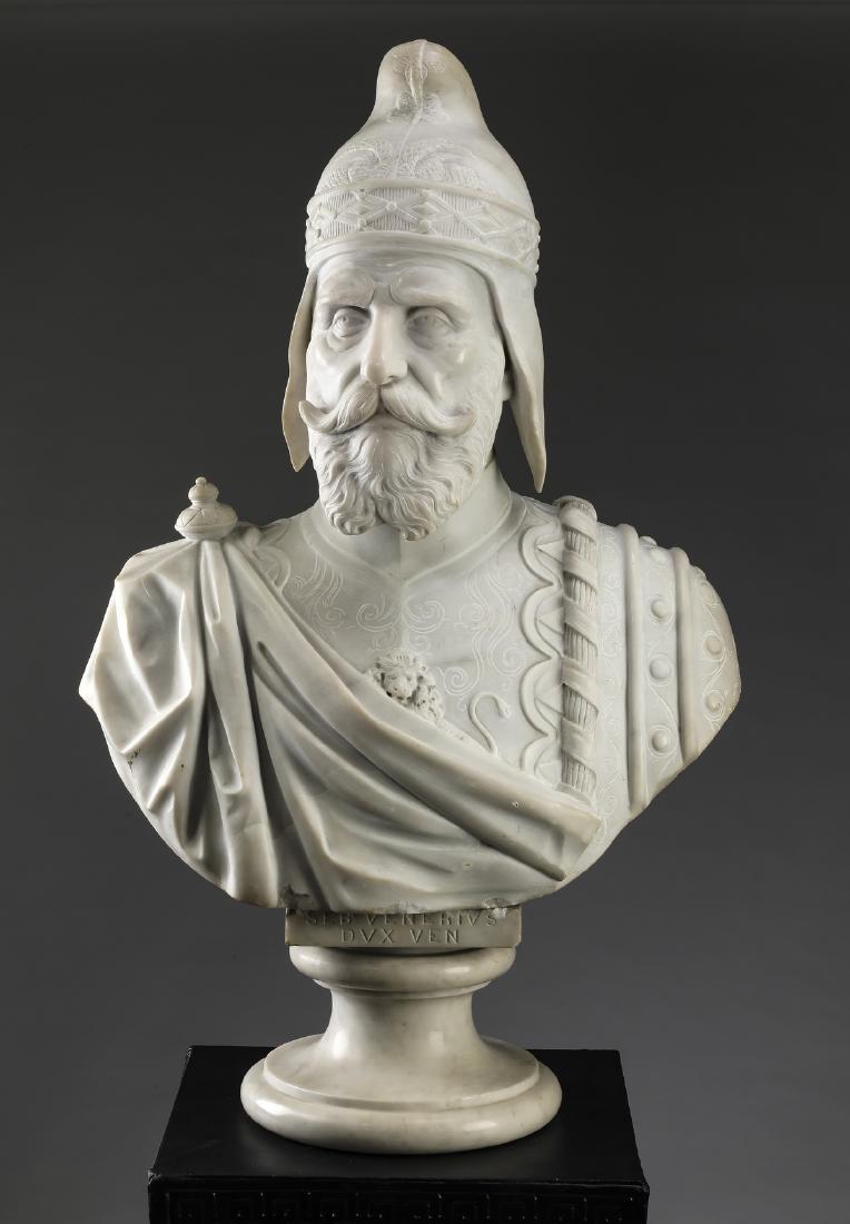 19th c. carved marble bust, S. Venier, Doge of Venice (1 of 8)