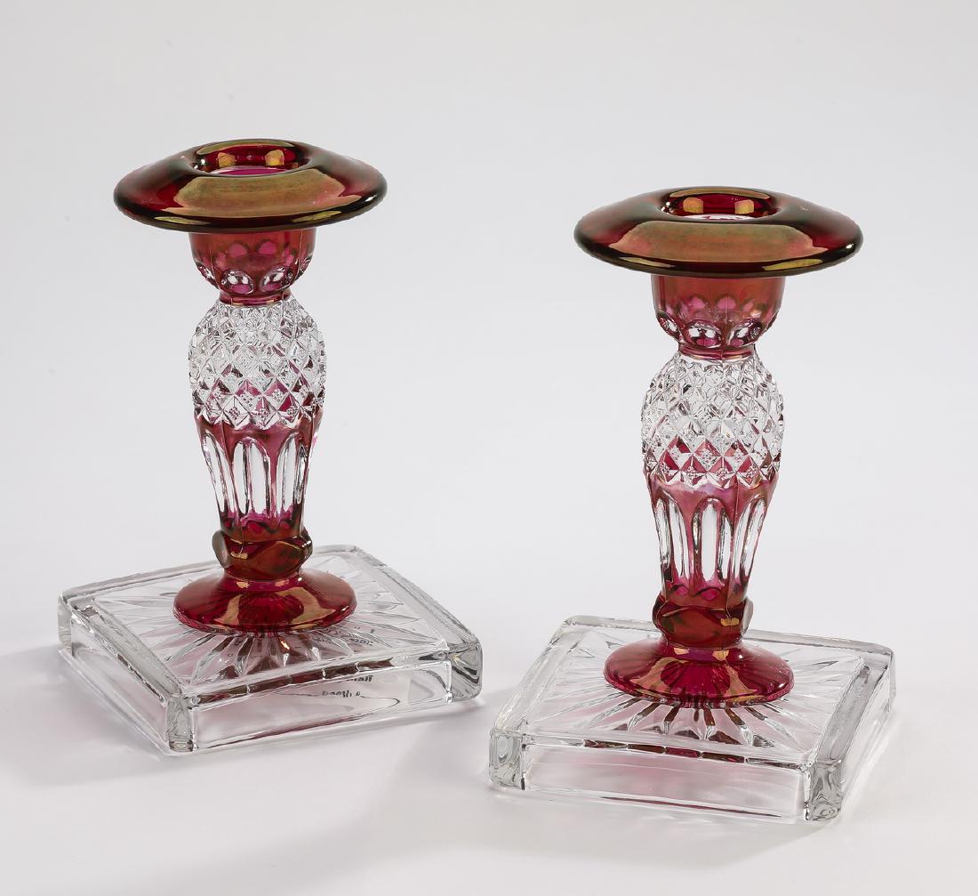 (2) Tiffin candlesticks in the 'King's Crown' style (1 of 1)