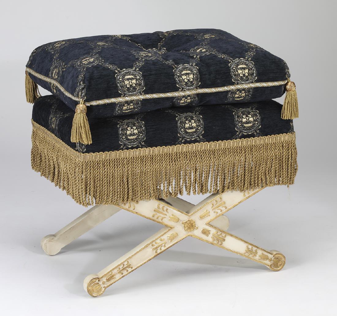 Neoclassical style custom upholstered curule seat (1 of 2)