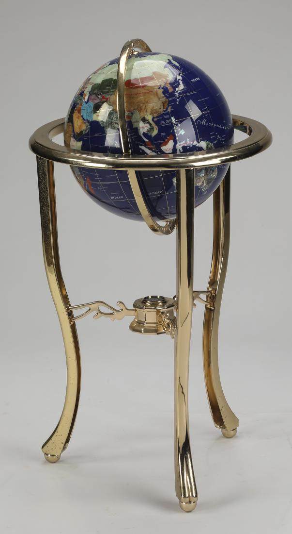 Handcrafted semi-precious stone globe on stand, 36"h (1 of 2)