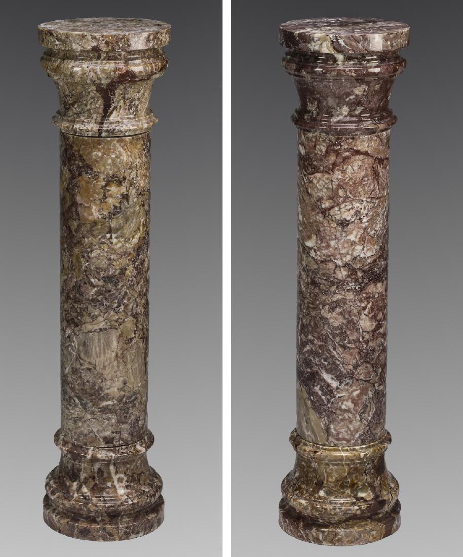 (2) Doric style rouge breccia marble pedestals, 40"h (1 of 5)