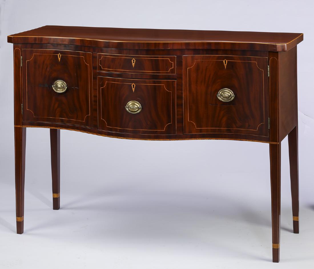 19th c. flame mahogany serpentine Federal sideboard (1 of 4)