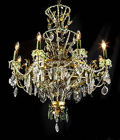 Early 20th c. bronze and crystal 8-light chandelier (1 of 3)