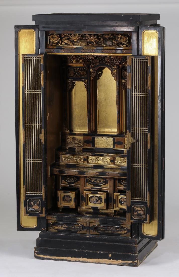 19th c. Japanese black lacquered & gilded butsudan (1 of 8)