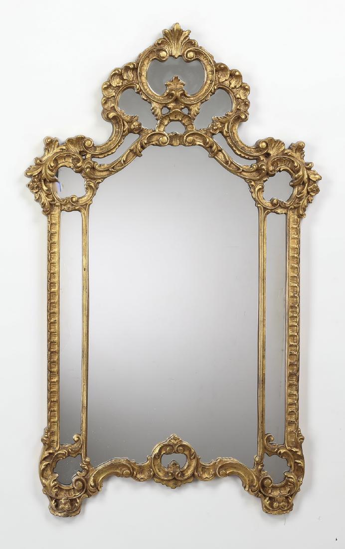 Louis XV style gilded scrollwork motif mirror, 52"h (1 of 1)