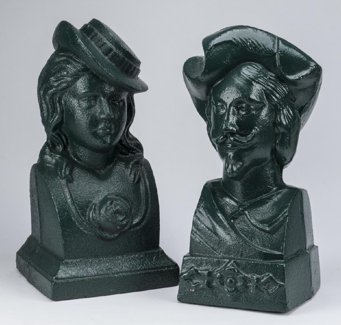 (2) Victorian style painted cast iron busts, 16"h (1 of 2)