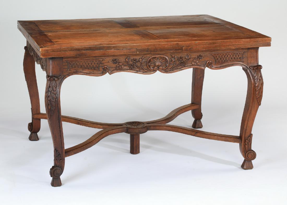 19th c. French Provincial oak draw leaf table (1 of 4)