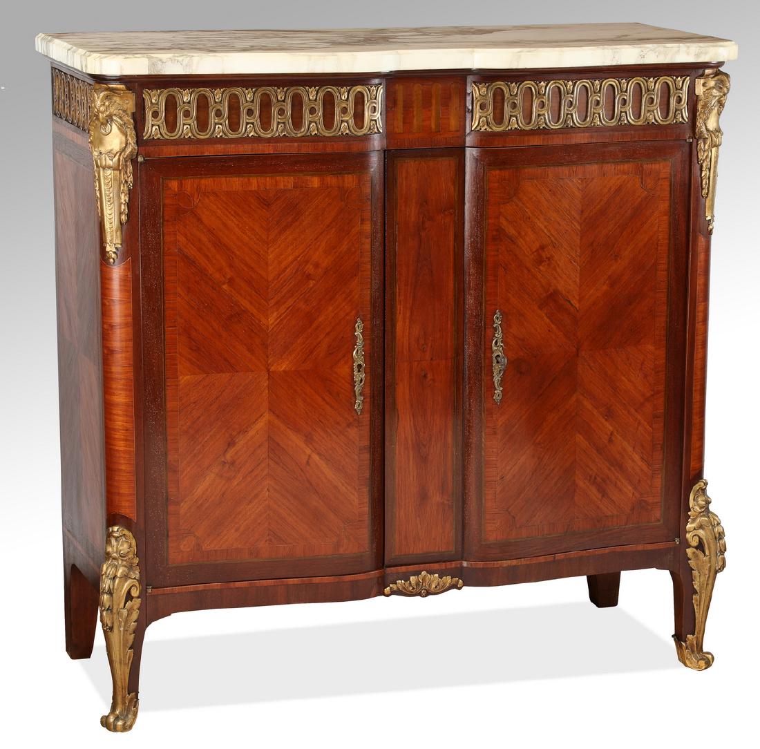 19th c. French bronze, satinwood, marble top cabinet (1 of 4)