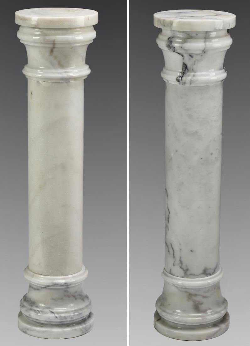 (2) Doric style white marble pedestals, 40"h (1 of 5)