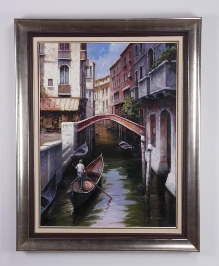 D. S. Kim signed O/c Venice scene, 49"h (1 of 1)