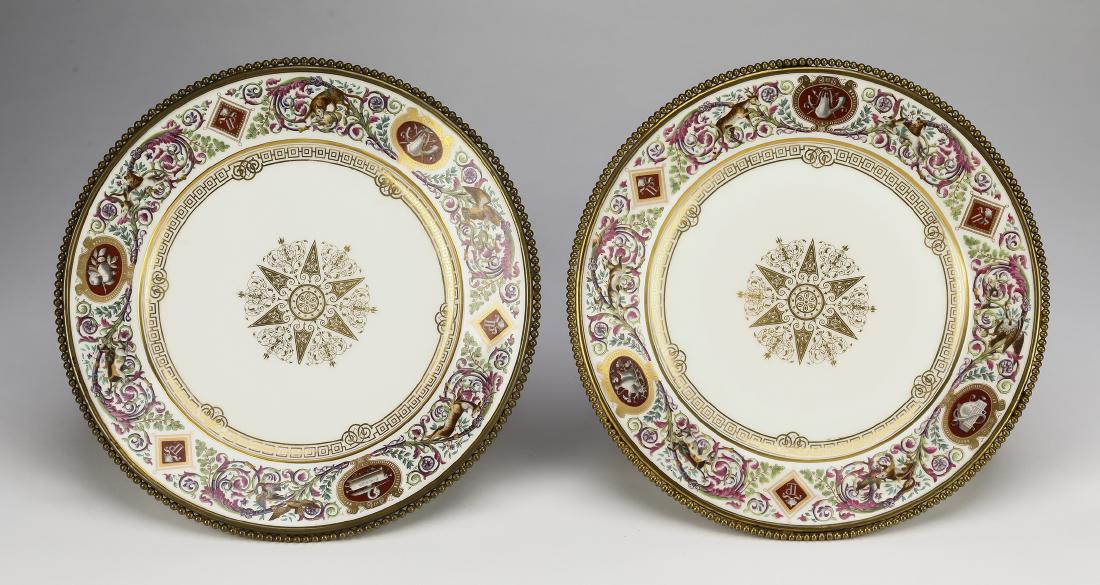 (2) Sevres style porcelain plates with gilding (1 of 4)