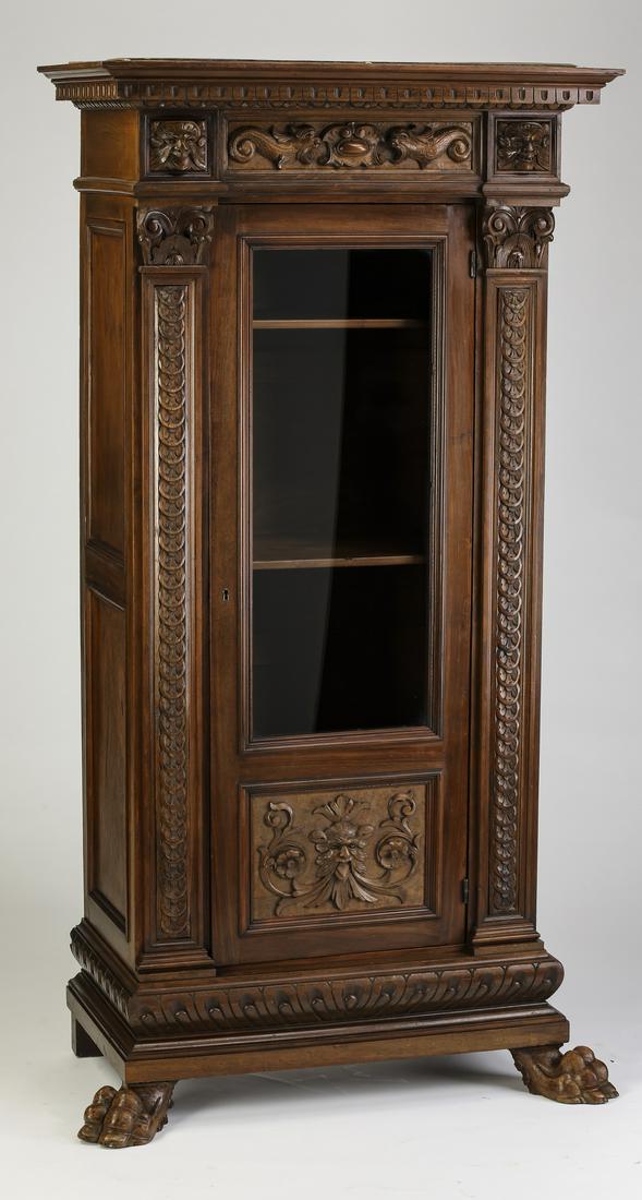 19th C Italian Carved Walnut Display Cabinet Aug 10 2019