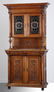 19th c. French oak buffet w/ stained glass panels